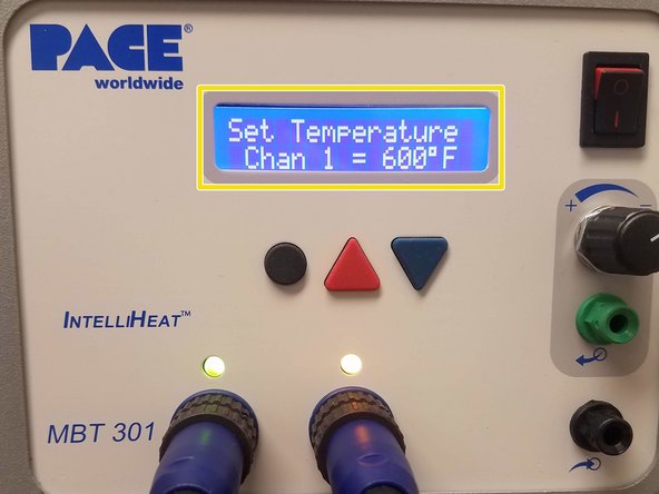 To start changing the temperature, press one of the arrows and the following screen will show up