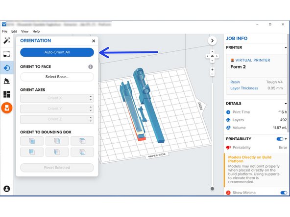 All Formlabs prints require support, and Preform optimizes the orientation for printing support