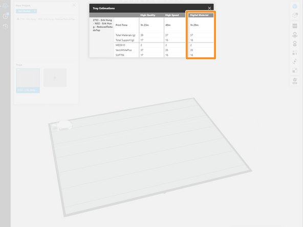 Using the &quot;Estimate&quot; feature, enter the material usage into Papercut