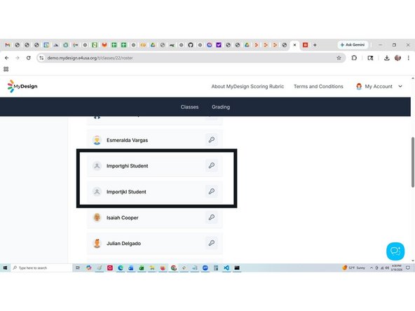 New Users appear in Class Roster