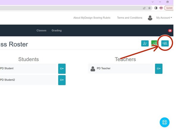 Select the Import Users icon on the Class Roster screen
