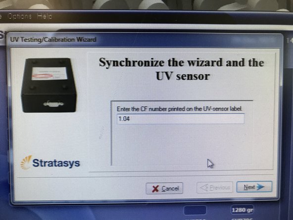 Following the Wizard, enter the C/F number (1.04)