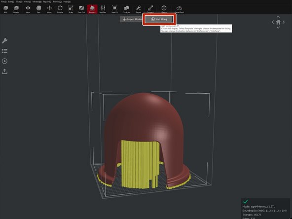 Click the &quot;Start Slicing&quot; button to open the print profiles window