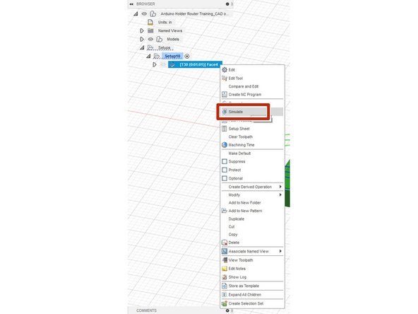 Right-click the operation you want to simulate and select &quot;Simulate.&quot;