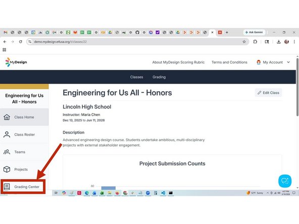 Class Home page appears