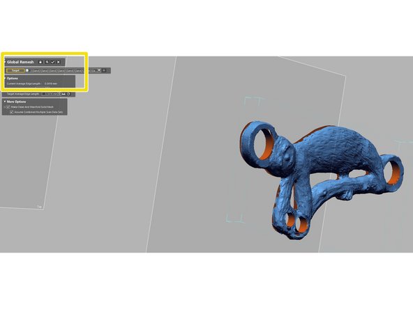 There is a standard command that combines mesh features. However, for reasons beyond my comprehension, this command does not work for converted mesh features. We found a work-around, described below: