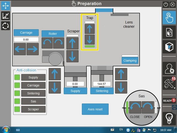 TRAP lets you open and close the protective covering over the mirror system which is used during argon purging