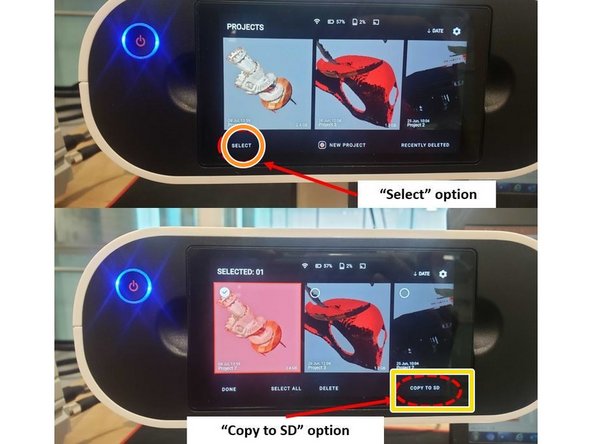 Insert the SD card to the lower section of the scanner