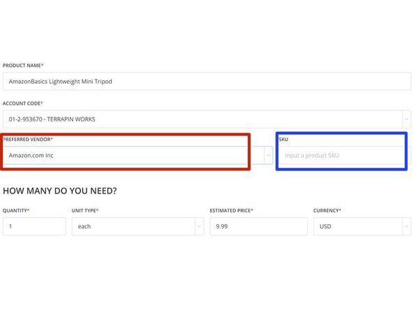 Input the vendor name in the &quot;Preferred Vendor&quot; box