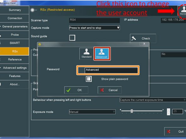 Depending on the color of the scan object, the exposure setting needs to be adjusted