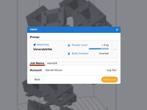 Allows you to upload the current job to the printer.