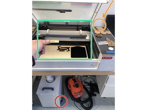 Once your cut finishes, wait ~2 mins to let the air filter remove remaining dust / particles