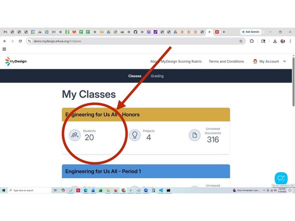Navigate to My Classes in e4usa MyDesign®