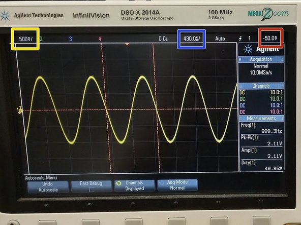 Some scale information is located at the top of the screen, above the signal.