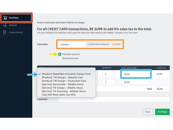 Go to the &quot;Purchase&quot; tab
