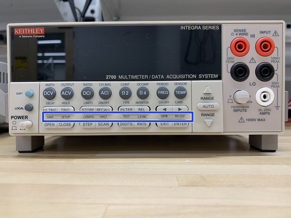 SAVE - Saves up to four instrument setups for future recall, and selects power-on setup.