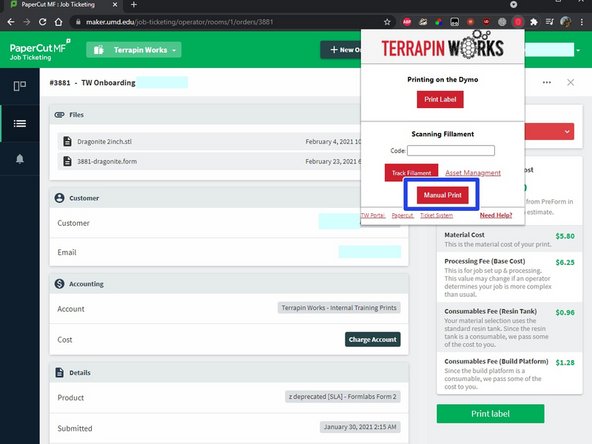 If you want to print a label by filling out all of the fields manually, you can do just that.
