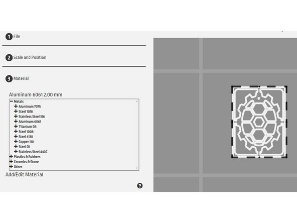 The materials are grouped by type of material. They are NOT in alphabetical order