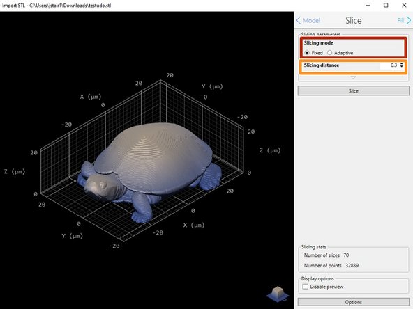 Choose your desired slicing mode.