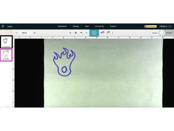 Place your drawing in the center of the GF cut bed (so it doesn't get cropped off on the edges)