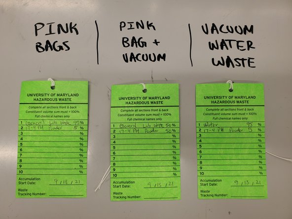 Other waste includes water waste from the immersion vacuums, which shall be collected in waste containers