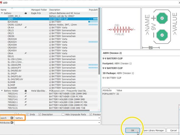 Use the Search Bar to look for existing parts in free libraries