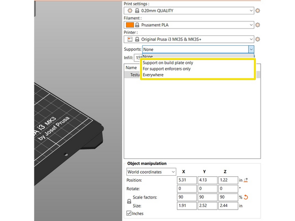 PrusaSlicer can both detect areas that need supports and generate them in these places automatically.