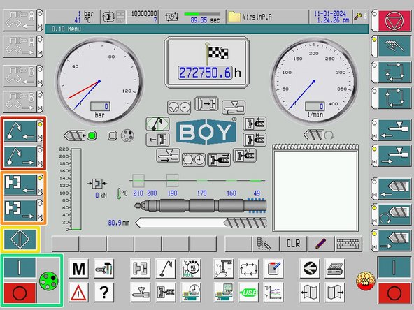 Ejector Movement Buttons:  retract ejector (top), advance ejector (bottom).