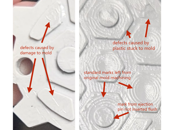 Issue: Part contains numerous minor surface defects/identations.