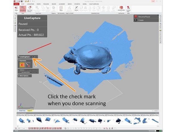Any gaps in the captured point cloud data will need to be scanned again in a subsequent pass