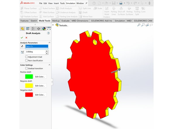 The Draft Analysis and Draft features can be found in the Mold Tools tab.