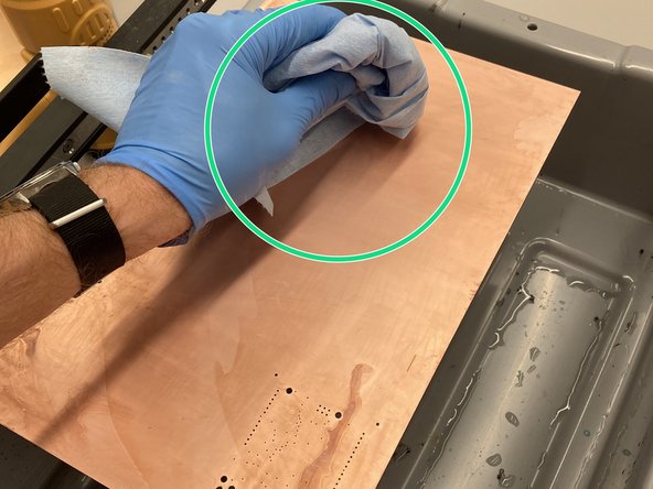 Dry the board with a heat gun