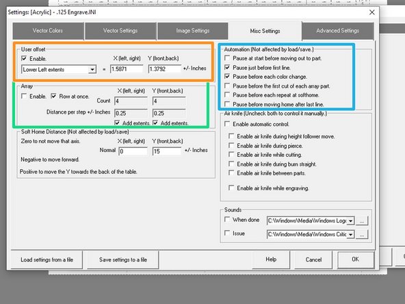 This page contains all the misc settings that can be adjusted