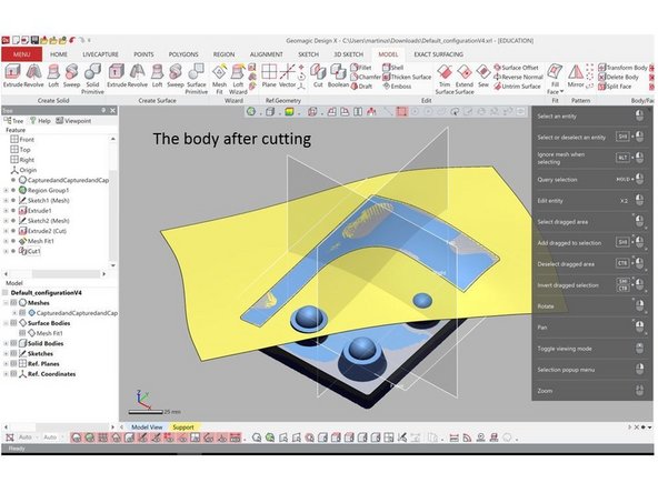Second, under Target Bodies, select the body you want to cut and go to the next step (Hit the arrow button)