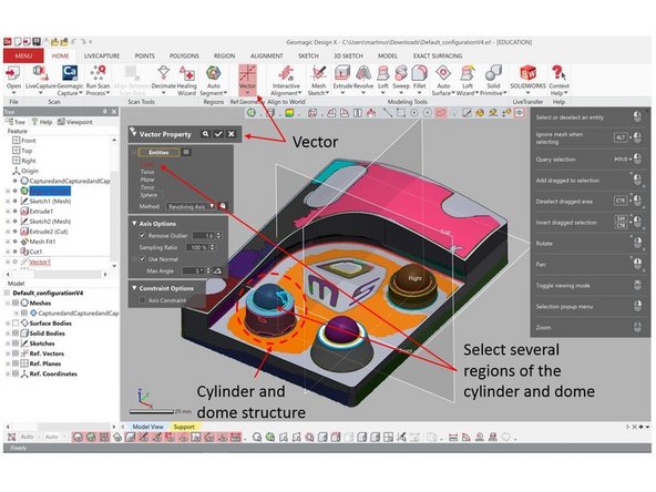 Now we want to create a solid body that represent the cylinder and dome structure (See figure)
