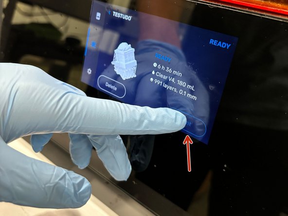 Start the print by pressing print on the main display screen