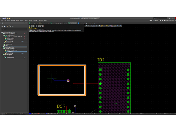 To make your PCB, drag your components over the black area.  The Black represents the physical area of the PCB.  Note while controlling the component, you can use space bar to rotate them.