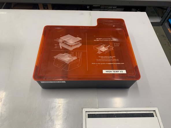 Make sure the label on the cover and box match the resin tank being put in