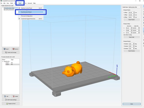 If you want to print with two materials you need to create two separate STL files where each file will be printed with a different extruder
