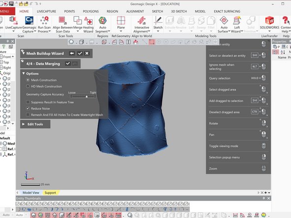 Continue running the scan, but now try to scan the section with yellow color