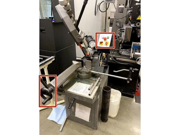 The horizontal bandsaw differs from the vertical because in instead of the piece moving through a &quot;stationary&quot; blade, this blade moves down and through the piece of material.