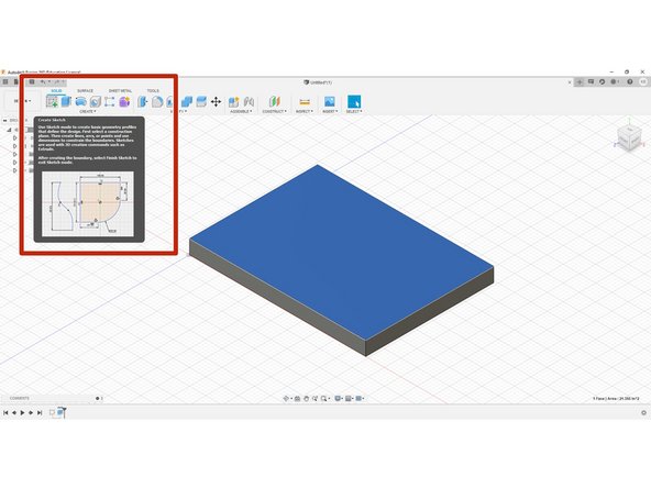 We will begin by creating a square on the top, and extrude cutting through