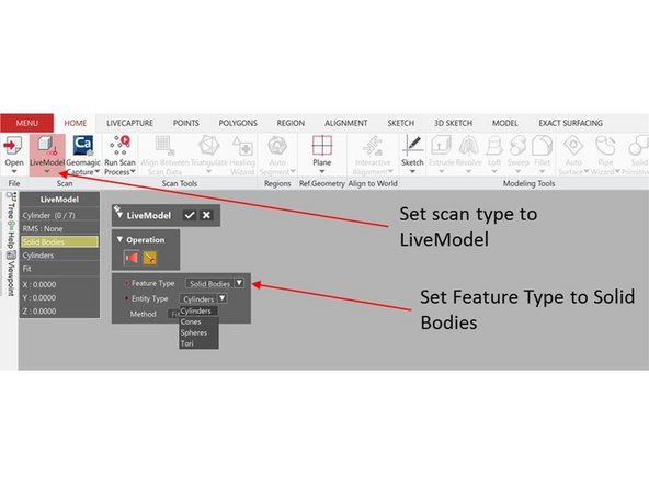 Set the scan mode as LiveModel