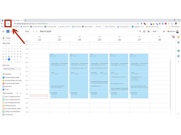 When you are back on the Google Calendar screen, reload the page in your browser.