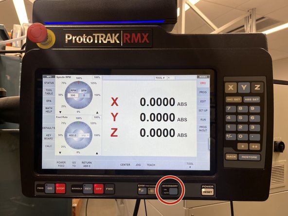 The &quot;Accessory&quot; button will turn on the compressed air.