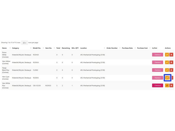 After a new order of a consumable has arrived, the quantity needs to be updated to reflect our refreshed stock