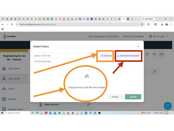 Select Download Template