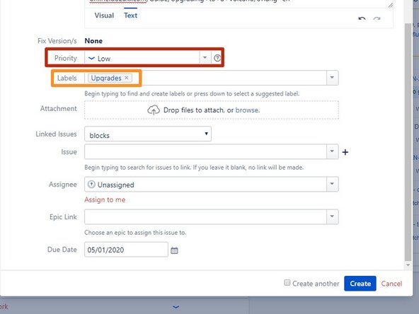 The next step to creating your issue is adding a priority. The priority ranges from lowest to highest in 5 stages.