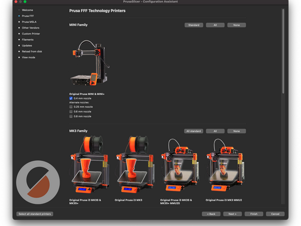 PrusaSlicer: Configuration Wizard