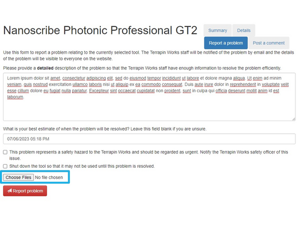 Select &quot;Report a problem&quot; to start the process.